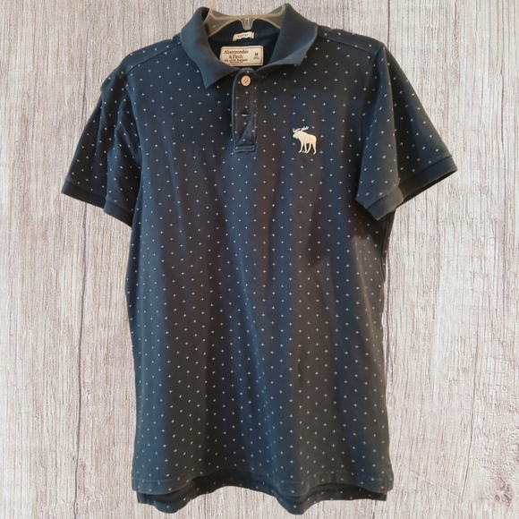 NOT FOR SALE A& F Stretch Polo Navy & white Cross pattern Size M - Picture 1 of 6